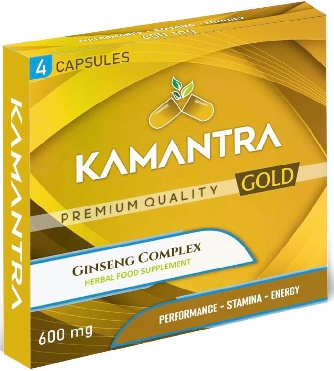KAMANTRA™ Gold - Mantra to Enhance Your Performance - Extra Strength Performance Enhancing Pills, Gold Supplement Pills for Men - 4 Ginseng Capsules