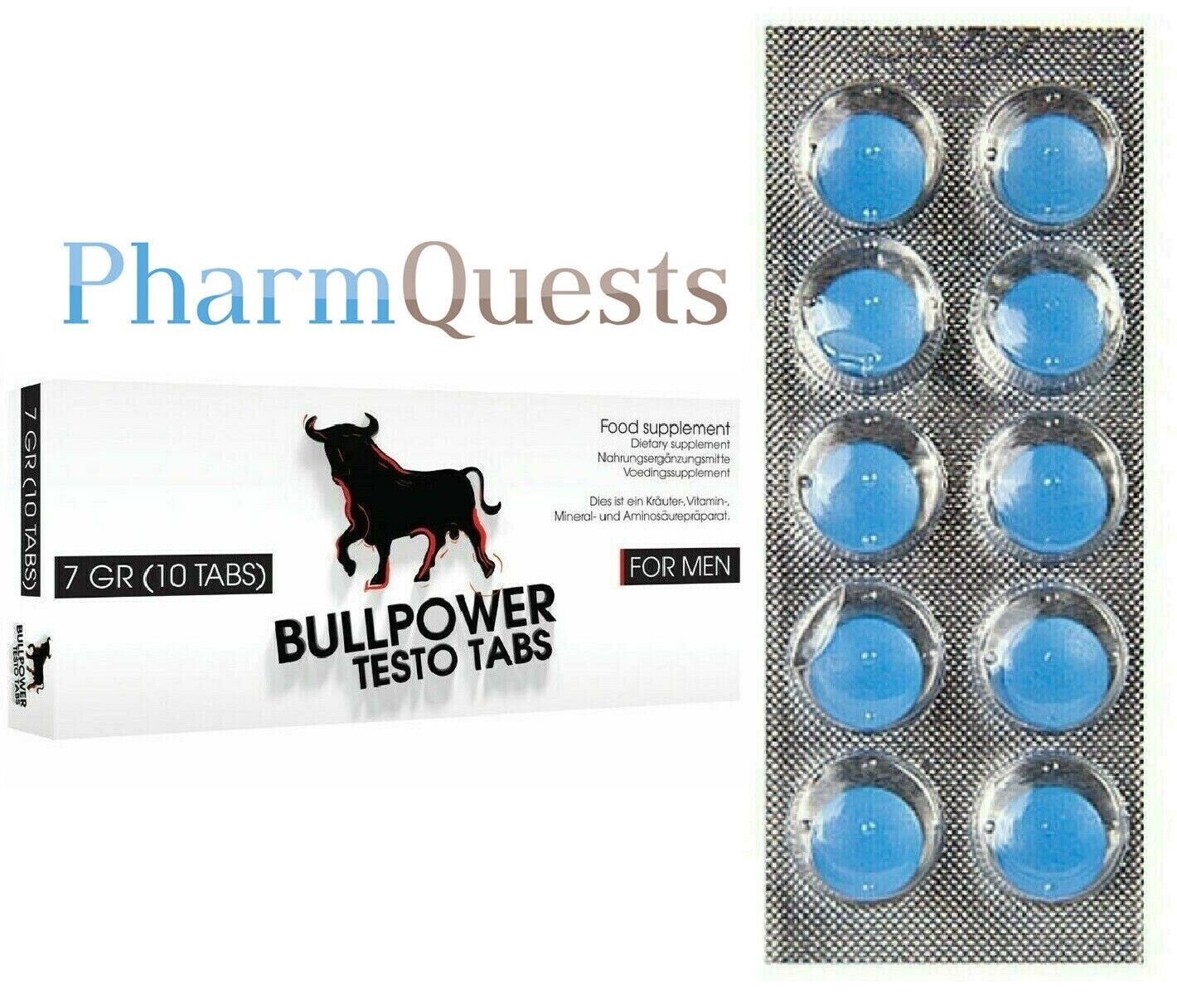 10 x Blue Pills Herbal đ„ Bull Power for Men đ„ Selenium L-Arginine Ginseng