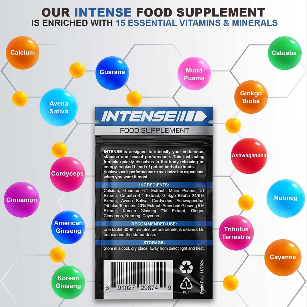 Intense Blue 30 Tablets - Herbal Supplement for Men - Strong Effect - Performance & Enhancement Tablets