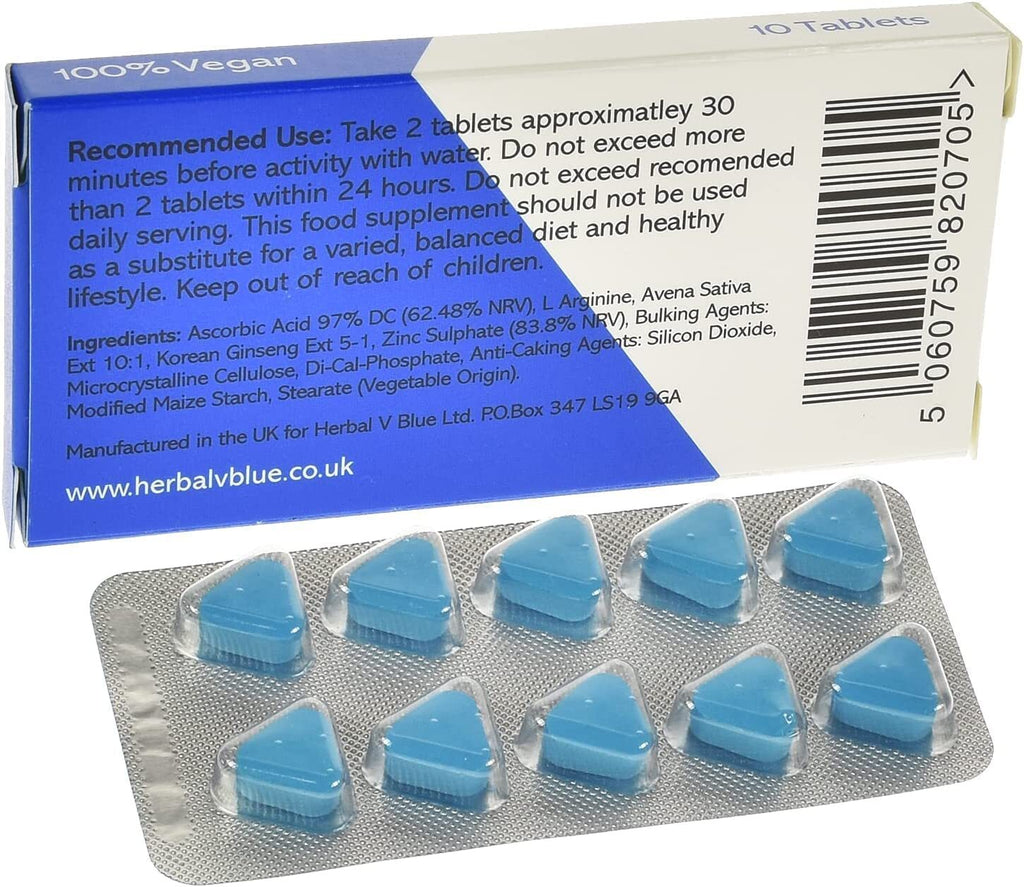 Herbal V Blue Supplement Pills for Men - Powerful Fast Acting Enhancing Male Stamina Booster