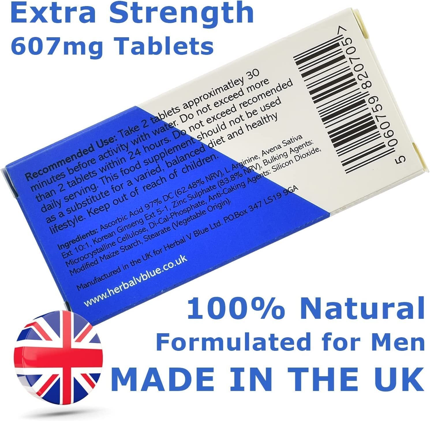 Herbal V Blue Supplement Pills for Men - Powerful Fast Acting Enhancing Male Stamina Booster