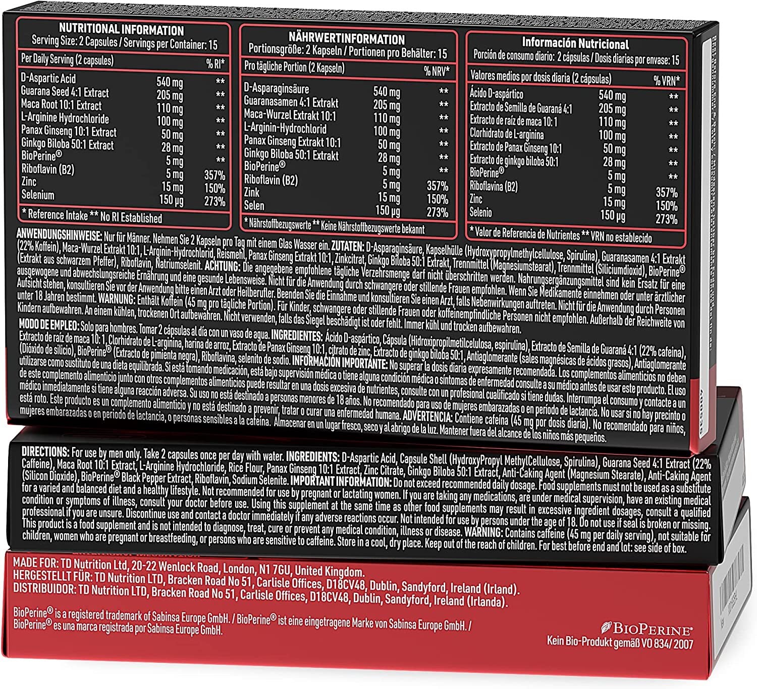 Liozar - High Strength in Selenium, Ginkgo, Maca, D-Aspartic Acid, Ginseng to Support Men - 30 Capsules