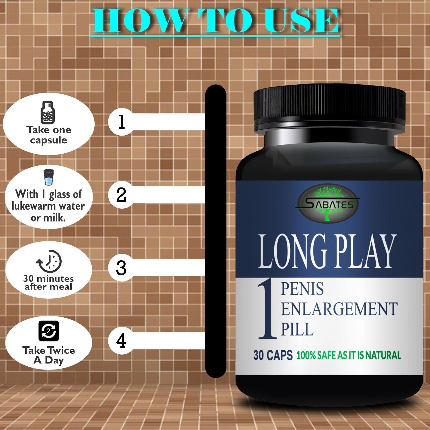 Sabates Long Game Capsule For Long Lasting Male Performance Endurance 30 Capsules