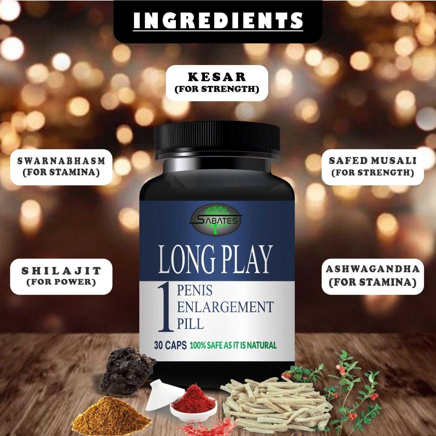 Sabates Long Game Capsule For Long Lasting Male Performance Endurance 30 Capsules