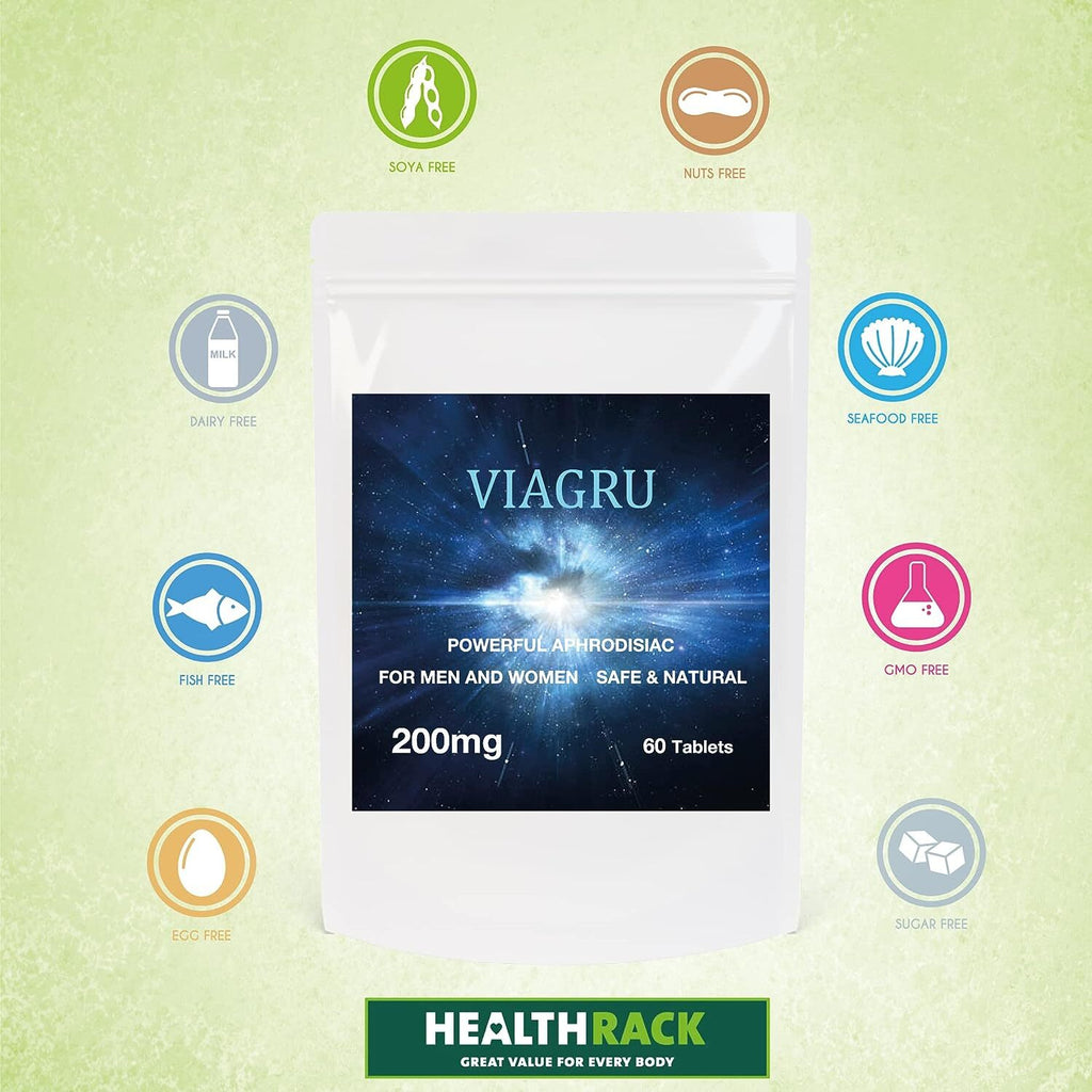 Viagru 200mg 60 High Dose Blue Tablets for Men and Women, Stay Harder for Longer, Natural and Safe