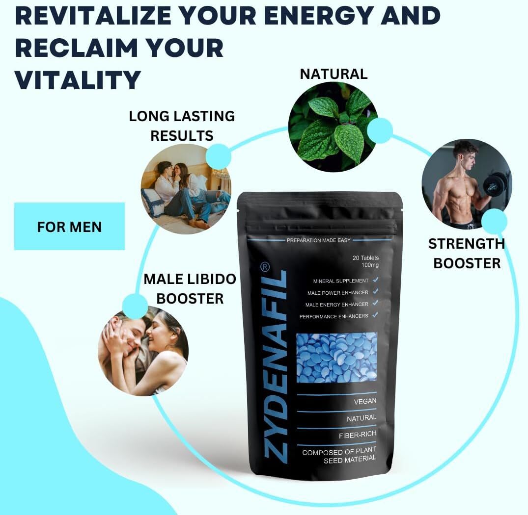 Zydenafil™ Blue Pill | 40 Tablets | Fast Effect Male Performance Enhancing 100% Herbal Food Supplement |