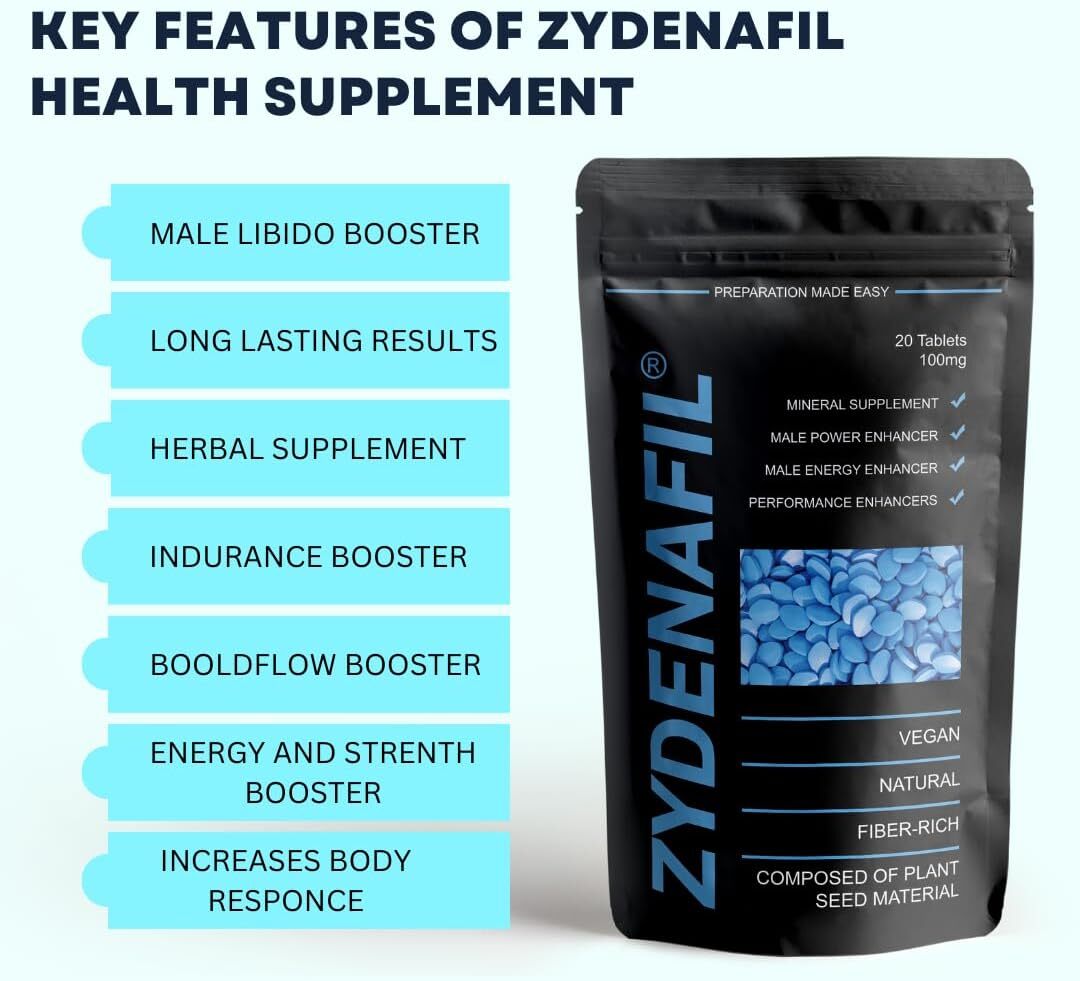 Zydenafil™ Blue Pill | 40 Tablets | Fast Effect Male Performance Enhancing 100% Herbal Food Supplement |