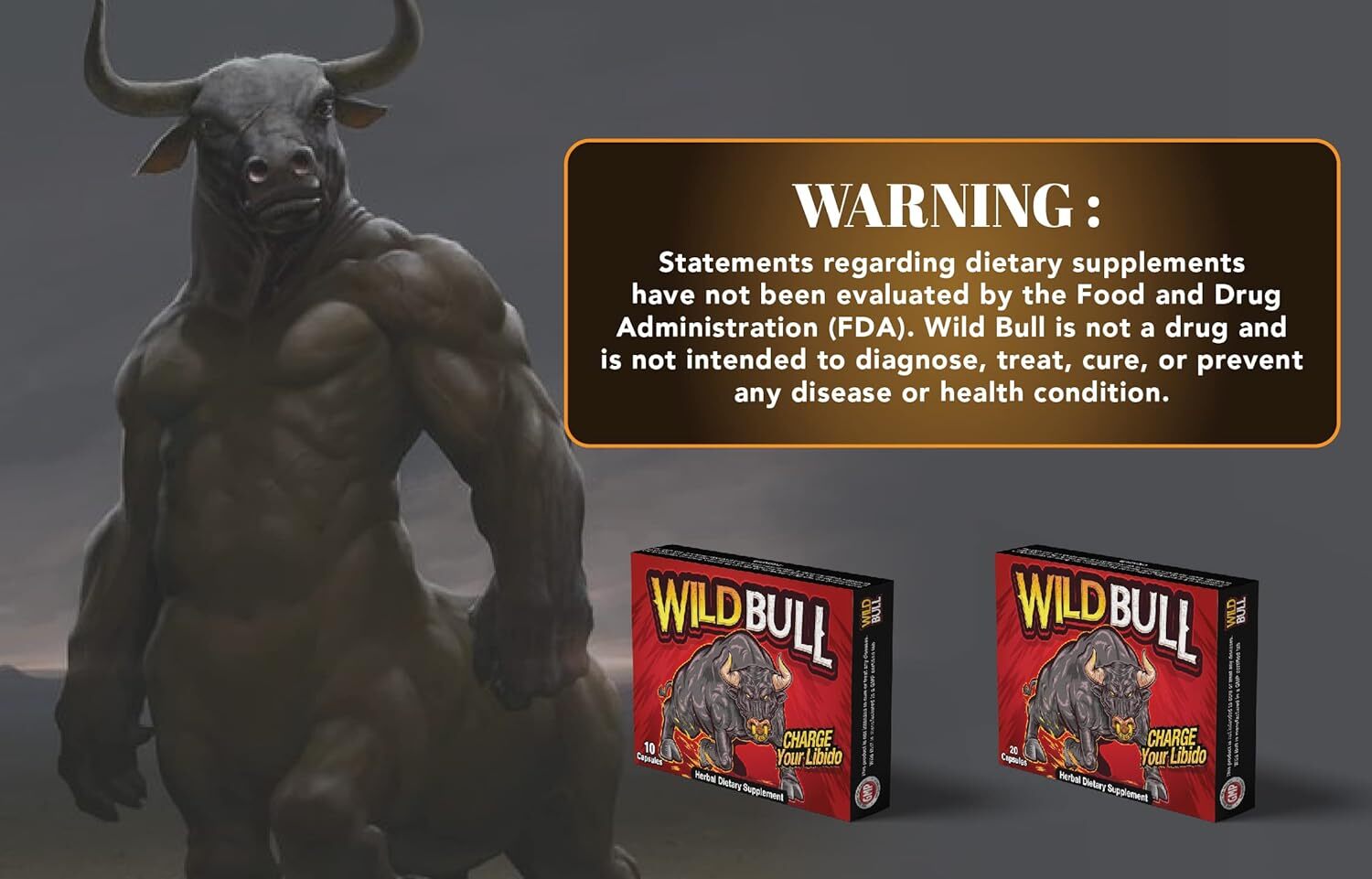 WILD BULL (10 Capsules) ~ Today's Most Powerful All Natural Energy, Endurance, Stamina & Strength Amplifier - Formulated for Maximum, Long Lasting Results