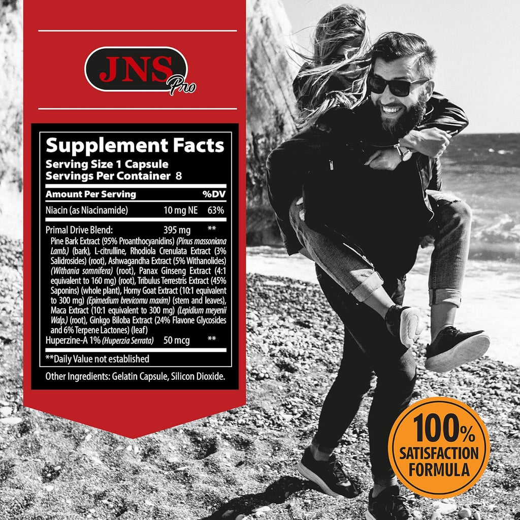 JNS Pro Natural Vitamins for Men - Made in USA - Horny Goat Weed for Men - 8 Capsules