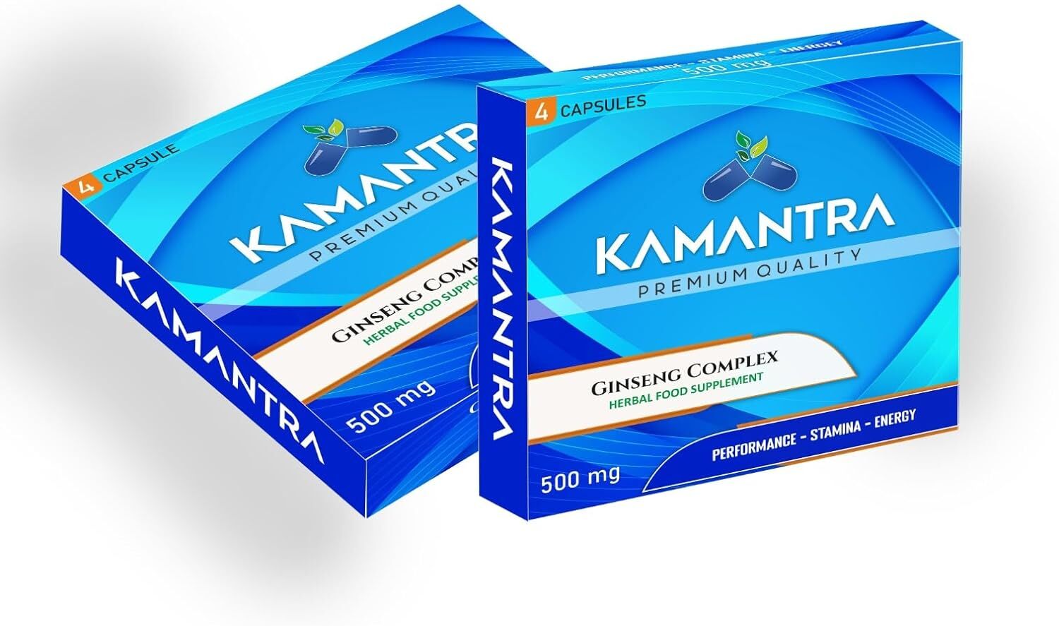 KAMANTRA - Mantra to Enhance Your Performance - Extra Strength Performance Enhancing Pills, Stamina Endurance Booster Blue Supplement Pills for Men - 4 Ginseng Capsules