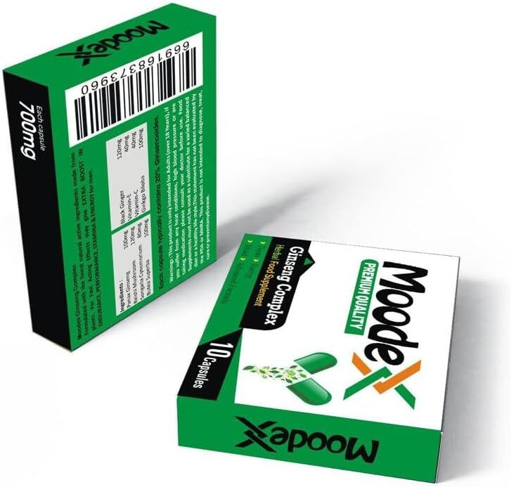 MoodeX Green-New Stronger for Longer Formula for Men - Ultra Strong Performance Enhancing Pills, Stamina Endurance Booster Green Supplement Pills for Men - 10 Ginseng Capsules 700MG