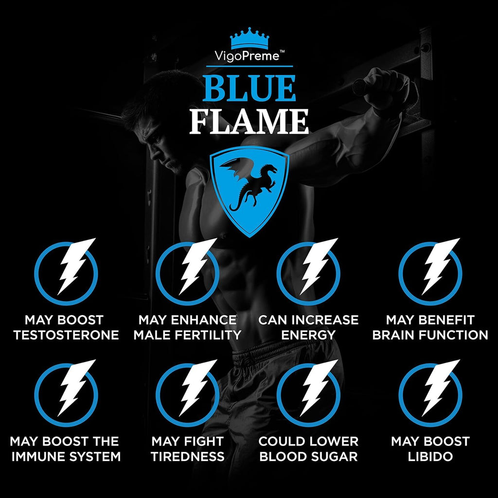 VigoPreme Blue Flame 950mg | 2 Capsules, Immediate Effect, Maximum Duration, 100% Natural for Men Only.