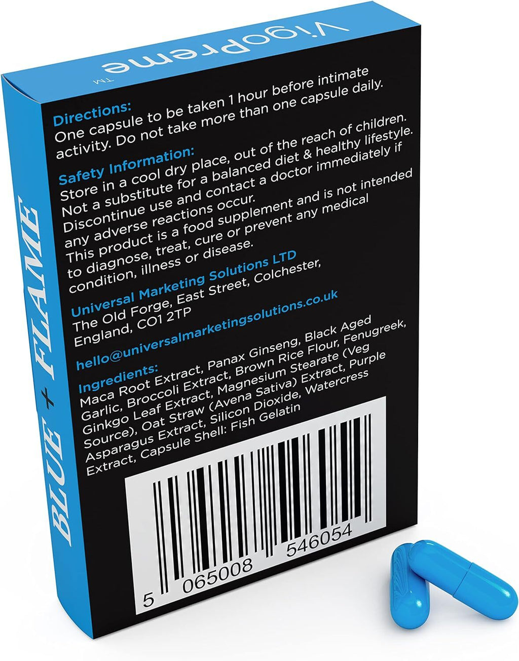 VigoPreme Blue Flame 950mg | 2 Capsules, Immediate Effect, Maximum Duration, 100% Natural for Men Only.