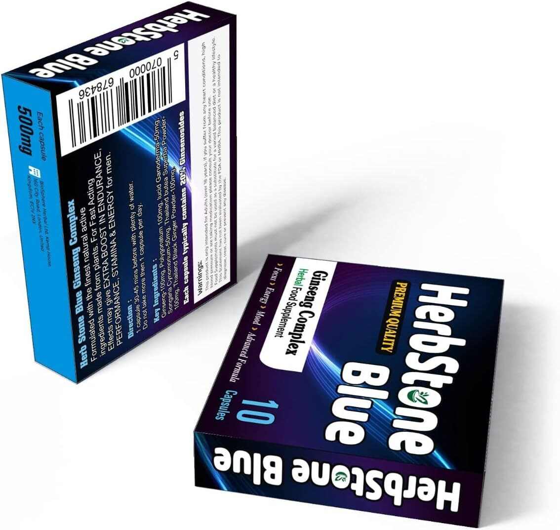 HERBSTONE BLUE - New Super Strong Herbal Supplement for Men, Ginseng