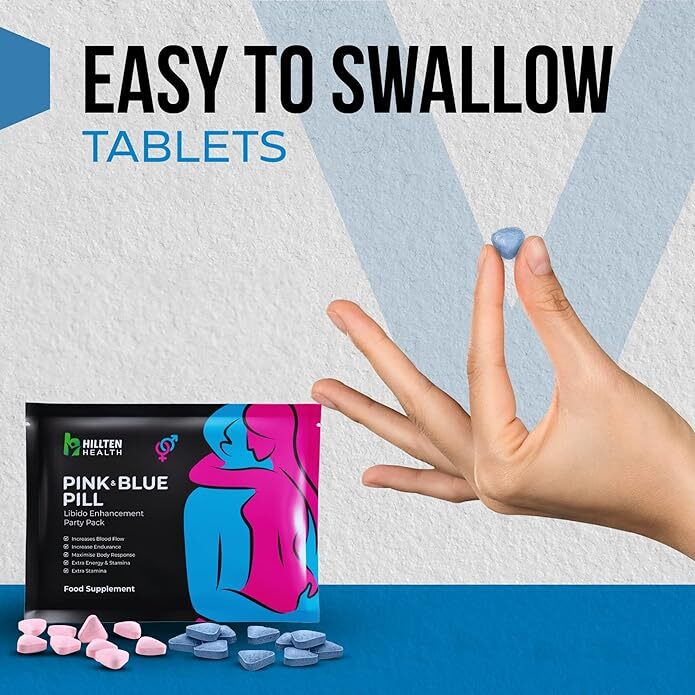 HILLTEN HEALTH Pink Pill & Blue Pill Party Pack | Libido Booster For Women & Men | High Strength Performance Powerful Fast Acting Long Lasting Results | Enhancing Female Libido Booster Tablets