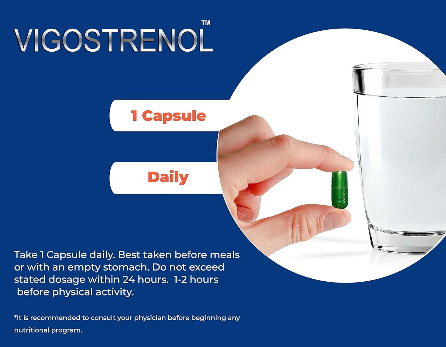 VIGOSTRENOL - Testosterone Booster - Male Food Supplement 450MG (10 Capsules)