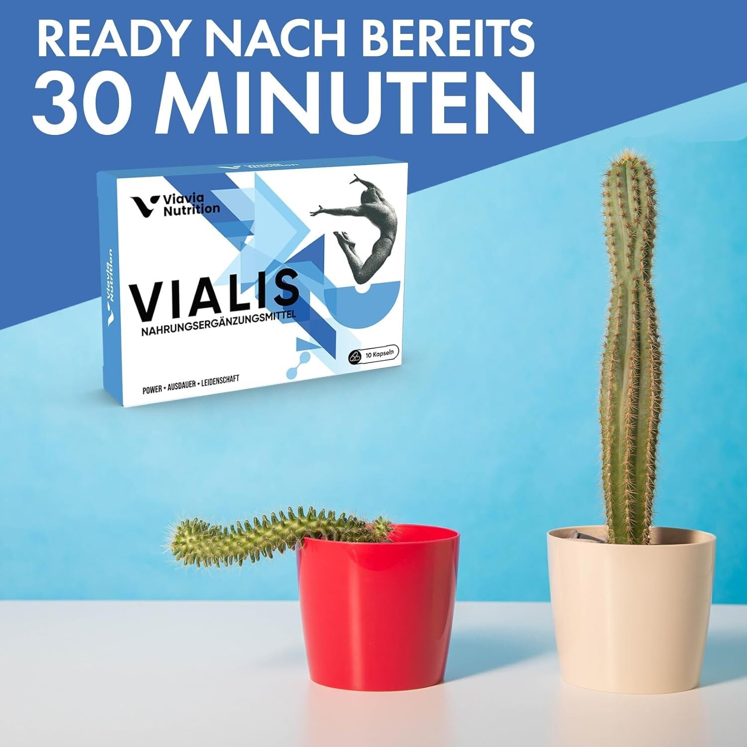 Vialis x 10 Capsules - Natural Preparation for Instant and Long-Lasting Effect - Extra Strong - High Dose with Maca, Ginseng, Tribulus Terrestris and Ginger