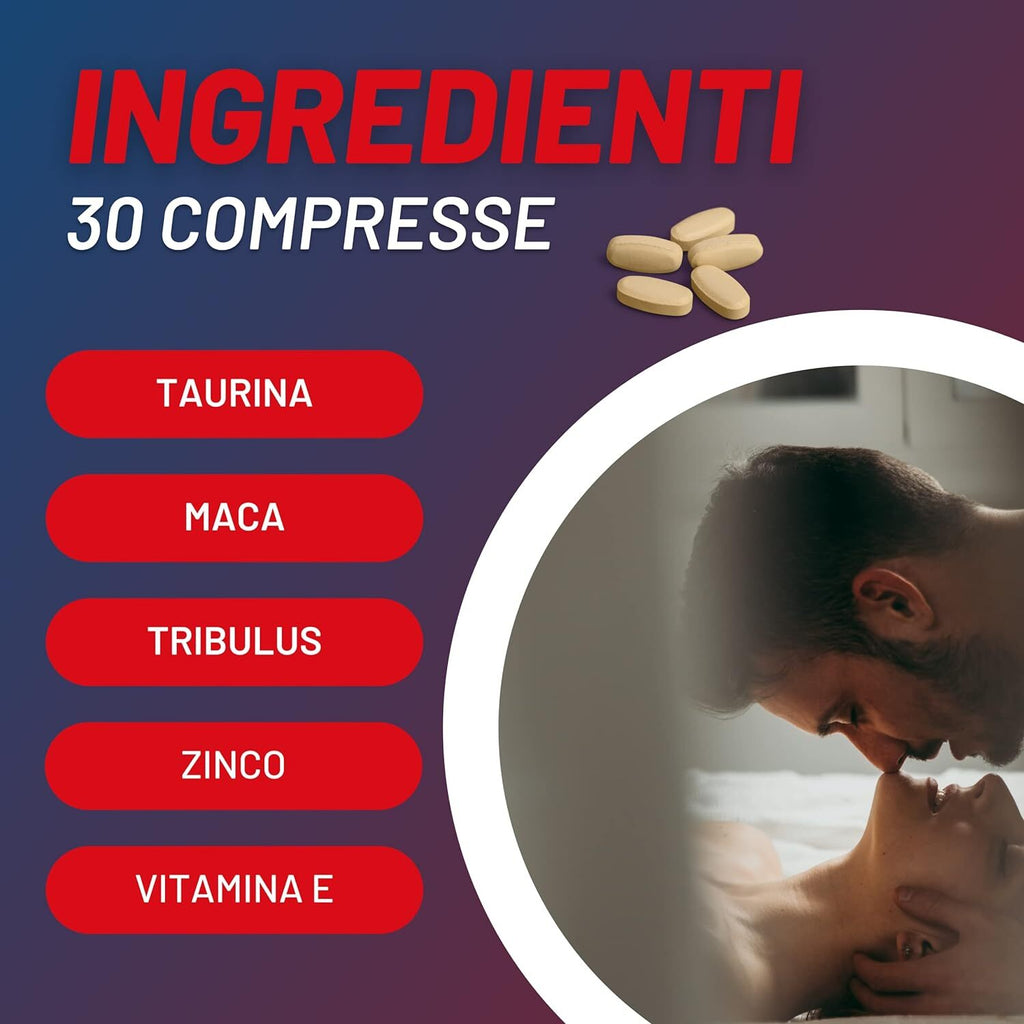 LOVERECT | Men's supplement, strong effect, with taurine, maca, tribulus, zinc and vitamin E, natural gluten and lactose-free.