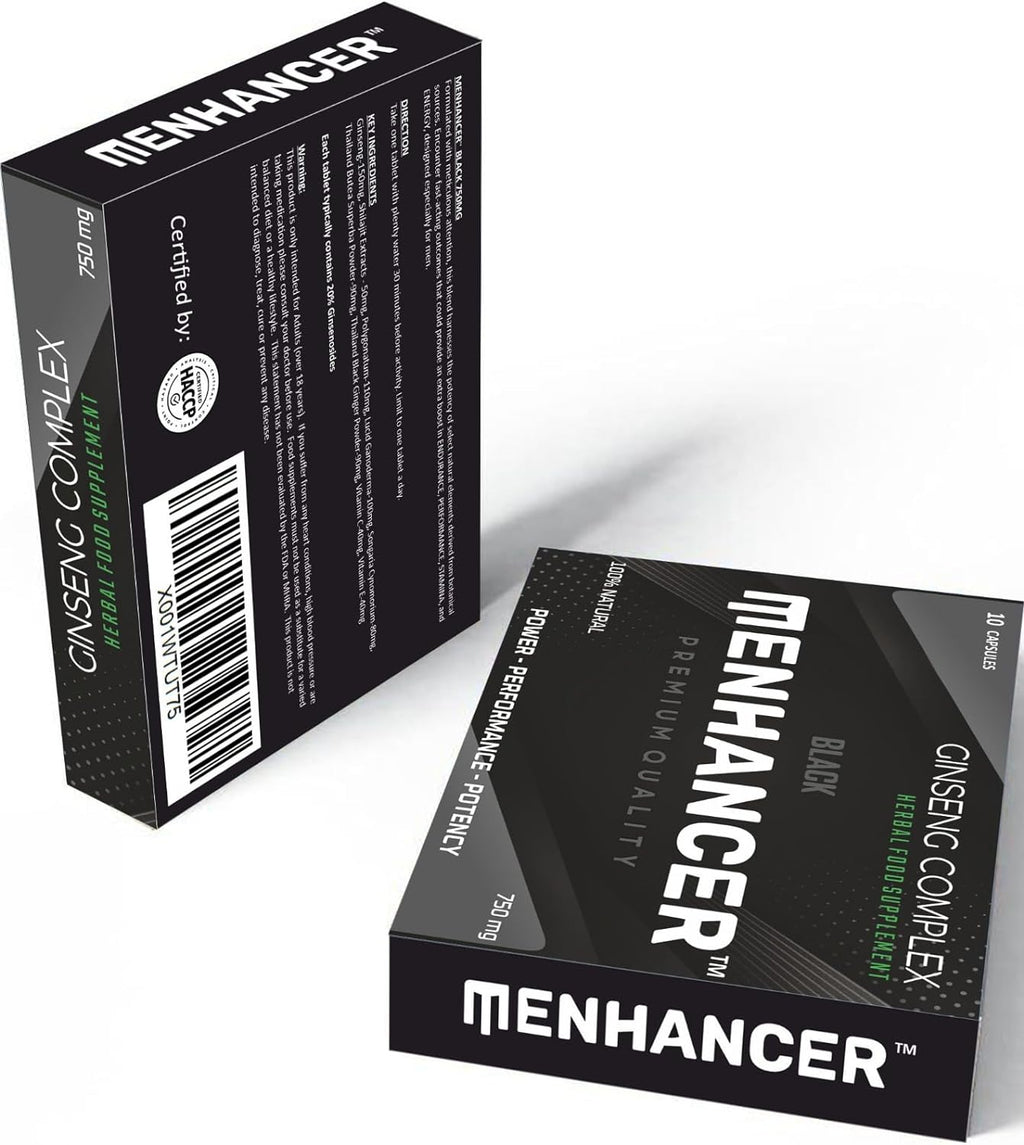 MENHANCER - Enhance Your Performance - Extra Strength Performance Enhancing Pills, Stamina Endurance Booster Black Supplement Pills for Men - 10 Ginseng Capsules