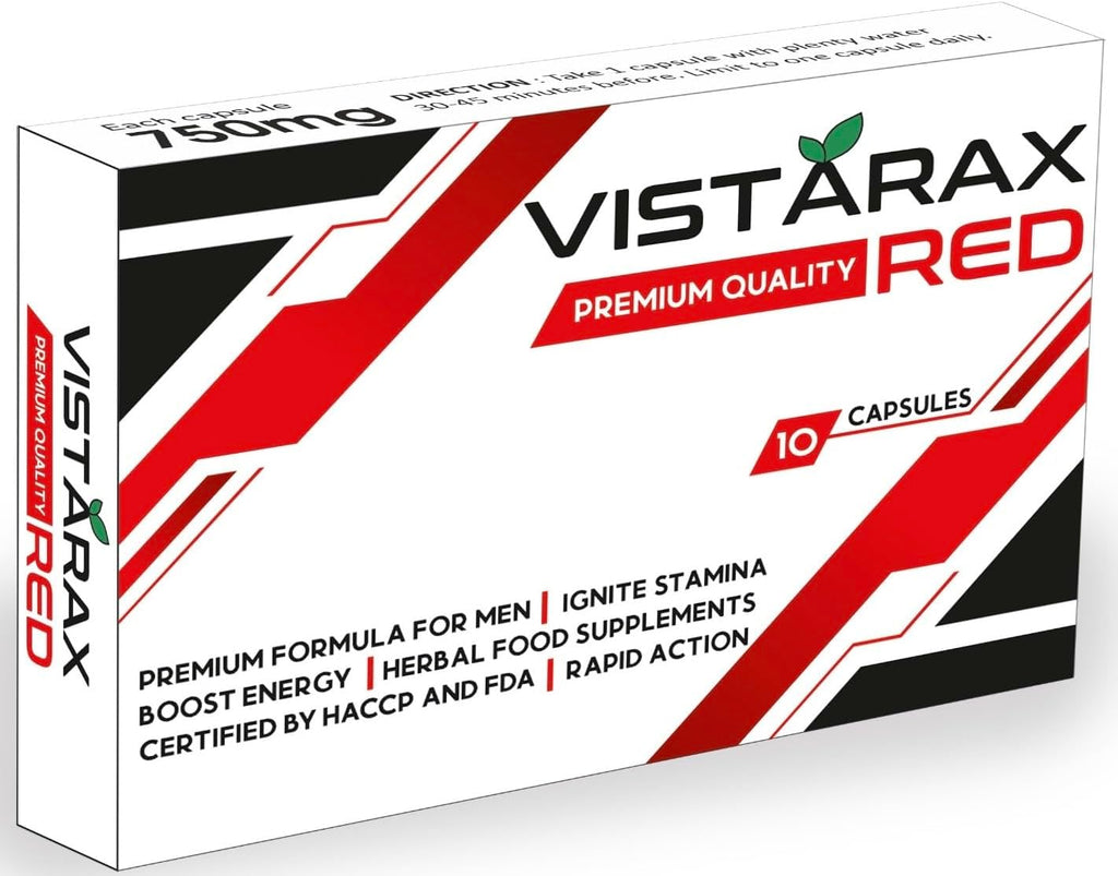 VISTARAX RED - Ignite Your Stamina to Go Longer & Stronger - Stamina Endurance Booster - RED Supplement Pills for Men - 10 Ginseng Capsules