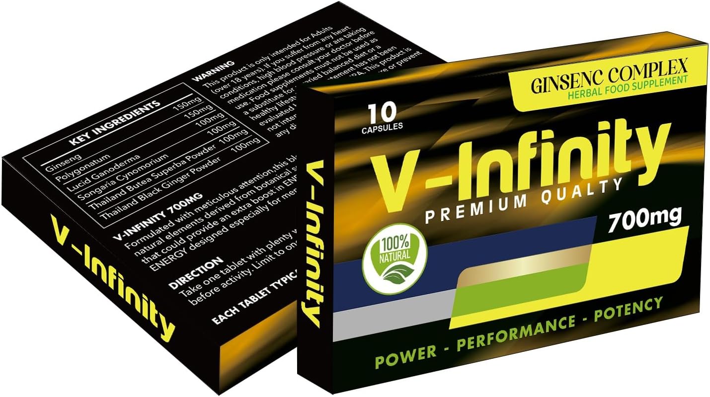 V-Infinity Gold - Enhance Your Performance - Extra Strength Performance V-Infinity Gold Pills, Stamina Endurance Booster Gold Supplement Pills for Men - 10 Ginseng Capsules