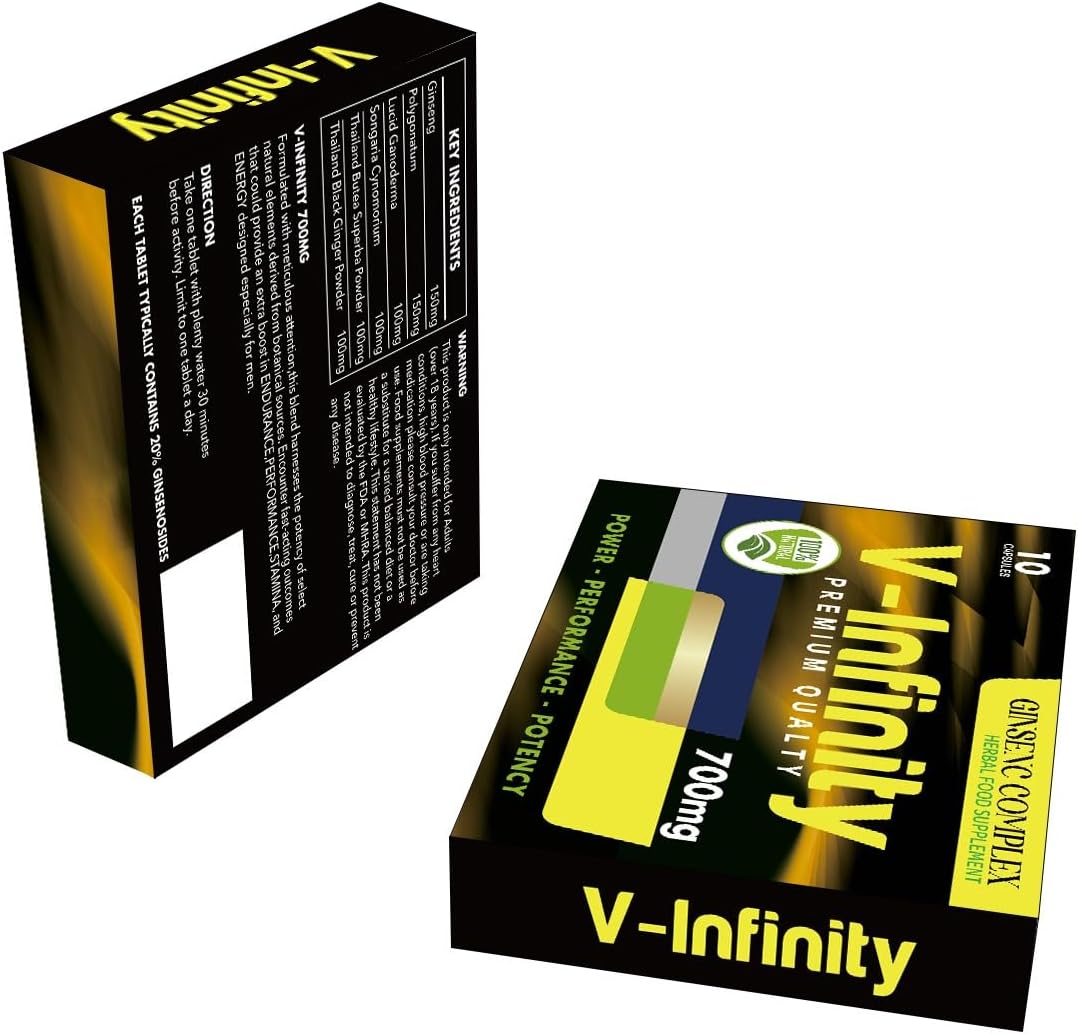 V-Infinity Gold - Enhance Your Performance - Extra Strength Performance V-Infinity Gold Pills, Stamina Endurance Booster Gold Supplement Pills for Men - 10 Ginseng Capsules