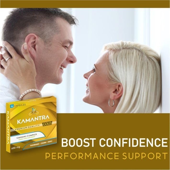 KAMANTRA™ Gold - Mantra to Enhance Your Performance - Extra Strength Performance Enhancing Pills, Gold Supplement Pills for Men - 4 Ginseng Capsules