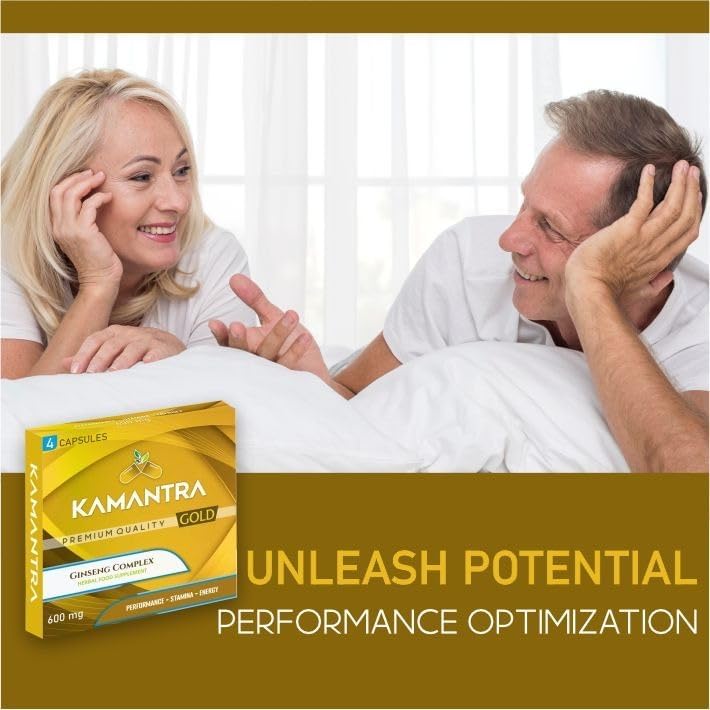 KAMANTRA™ Gold - Mantra to Enhance Your Performance - Extra Strength Performance Enhancing Pills, Gold Supplement Pills for Men - 4 Ginseng Capsules