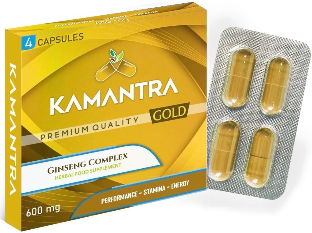 KAMANTRA™ Gold - Mantra to Enhance Your Performance - Extra Strength Performance Enhancing Pills, Gold Supplement Pills for Men - 4 Ginseng Capsules