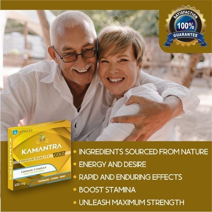 KAMANTRA™ Gold - Mantra to Enhance Your Performance - Extra Strength Performance Enhancing Pills, Gold Supplement Pills for Men - 4 Ginseng Capsules