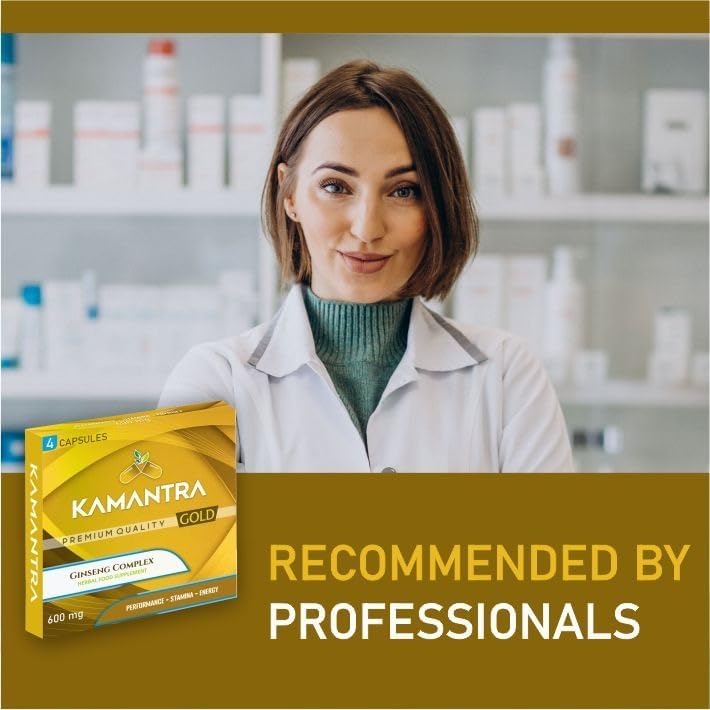 KAMANTRA™ Gold - Mantra to Enhance Your Performance - Extra Strength Performance Enhancing Pills, Gold Supplement Pills for Men - 4 Ginseng Capsules