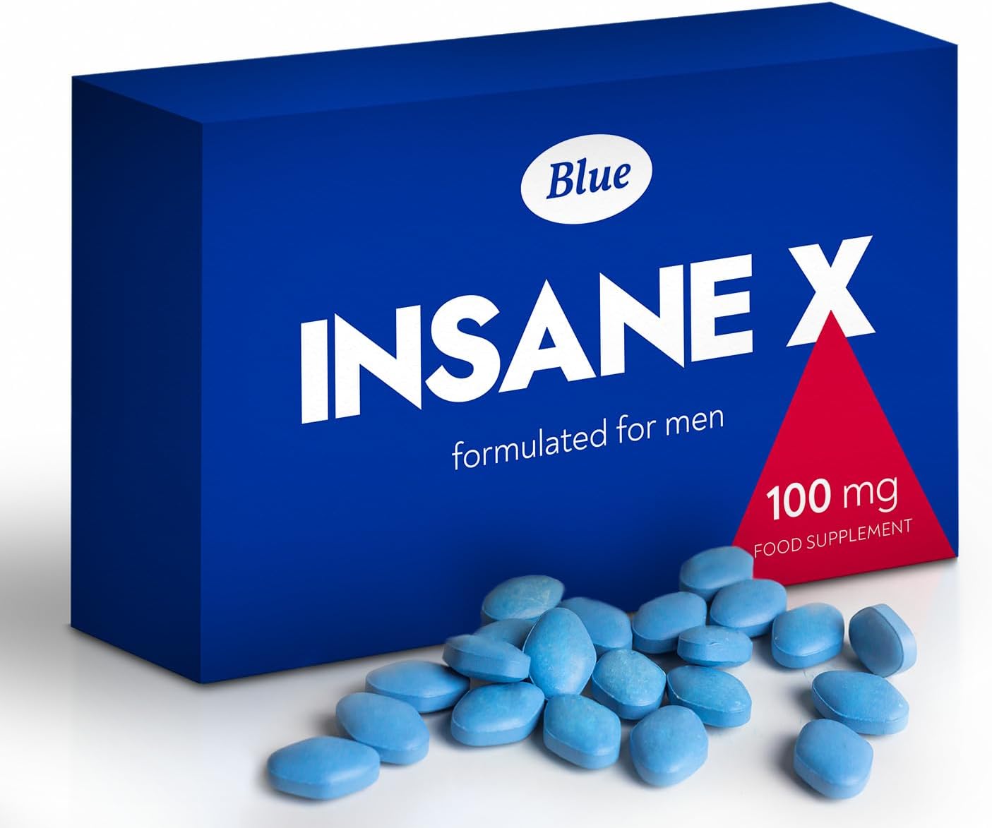INSANE X 20 Blue Pills for Men 100mg Stronger & Harder Fast-Acting Enhanced Strength Supplements Tablets - Prolonged High Performance - Energy & Male Enhancing - Herbal & Food Supplement UK