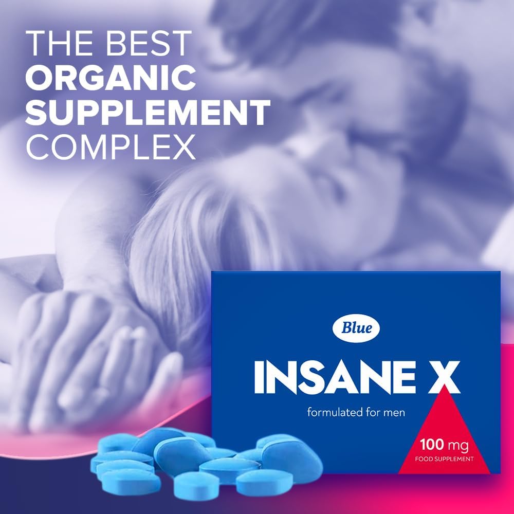 INSANE X 20 Blue Pills for Men 100mg Stronger & Harder Fast-Acting Enhanced Strength Supplements Tablets - Prolonged High Performance - Energy & Male Enhancing - Herbal & Food Supplement UK
