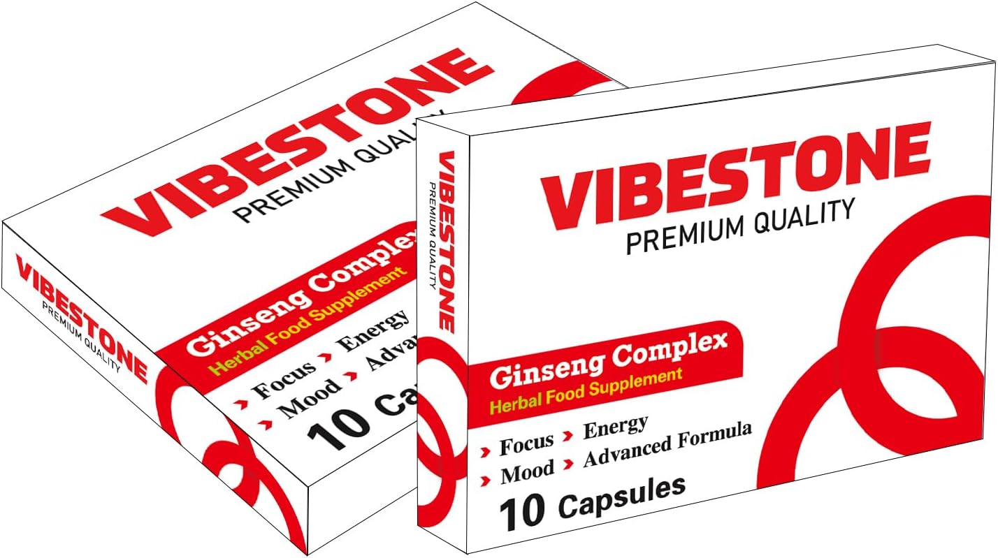 VIBESTONE RED Stronger for Longer New Formula- Ultra Strong Performance Enhancing Pills, Stamina Endurance Booster RED Supplement Pills for Men - 10 Ginseng 700MG Capsules