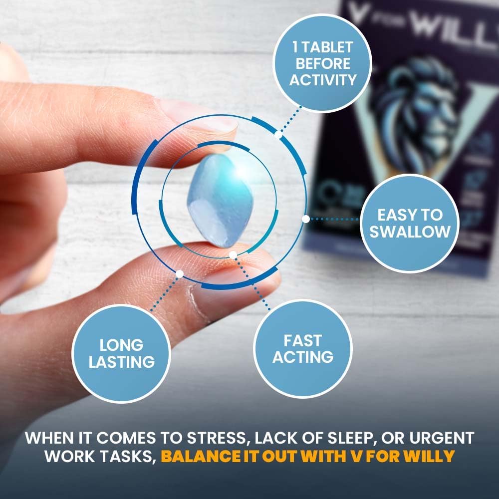 V for Willy – High Stamina Performance Pills – 10 Fast Acting Tablets for Men – Natural Herbal Energy Booster – Ginseng