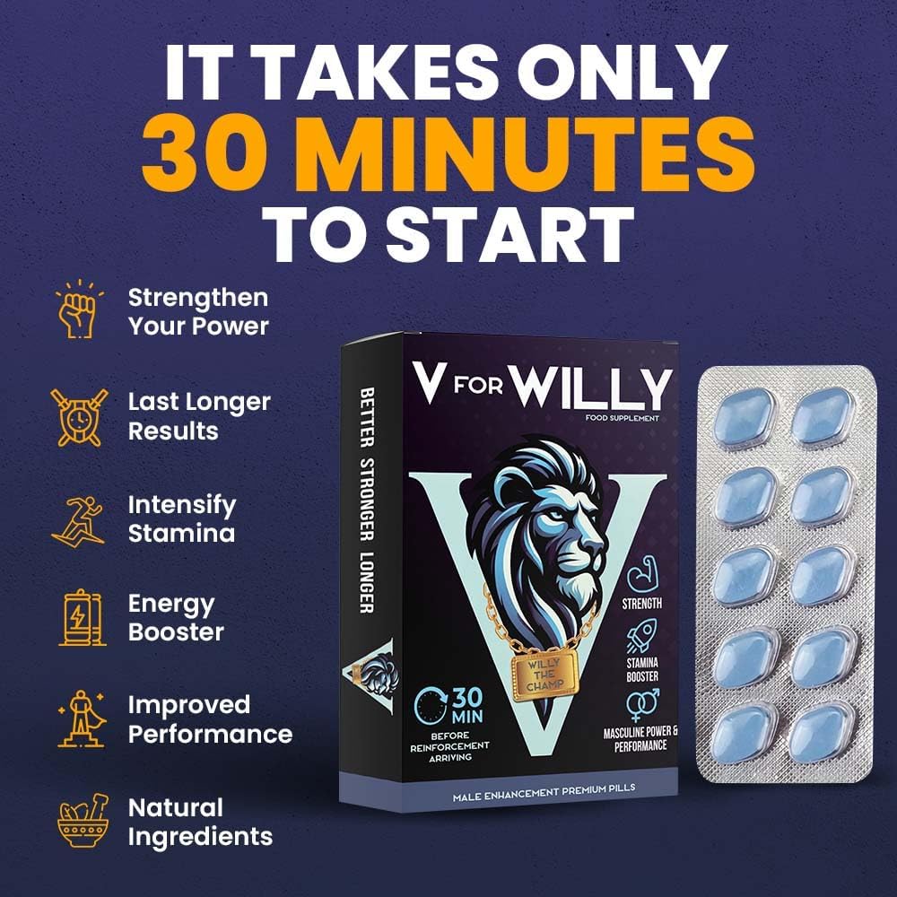 V for Willy – High Stamina Performance Pills – 10 Fast Acting Tablets for Men – Natural Herbal Energy Booster – Ginseng