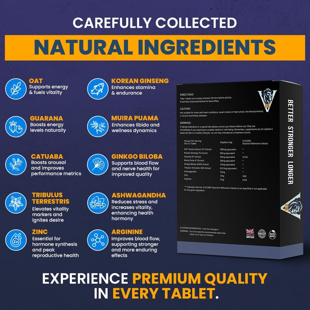V for Willy – High Stamina Performance Pills – 10 Fast Acting Tablets for Men – Natural Herbal Energy Booster – Ginseng