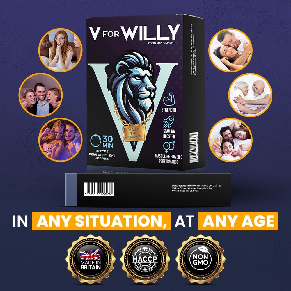 V for Willy – High Stamina Performance Pills – 10 Fast Acting Tablets for Men – Natural Herbal Energy Booster – Ginseng