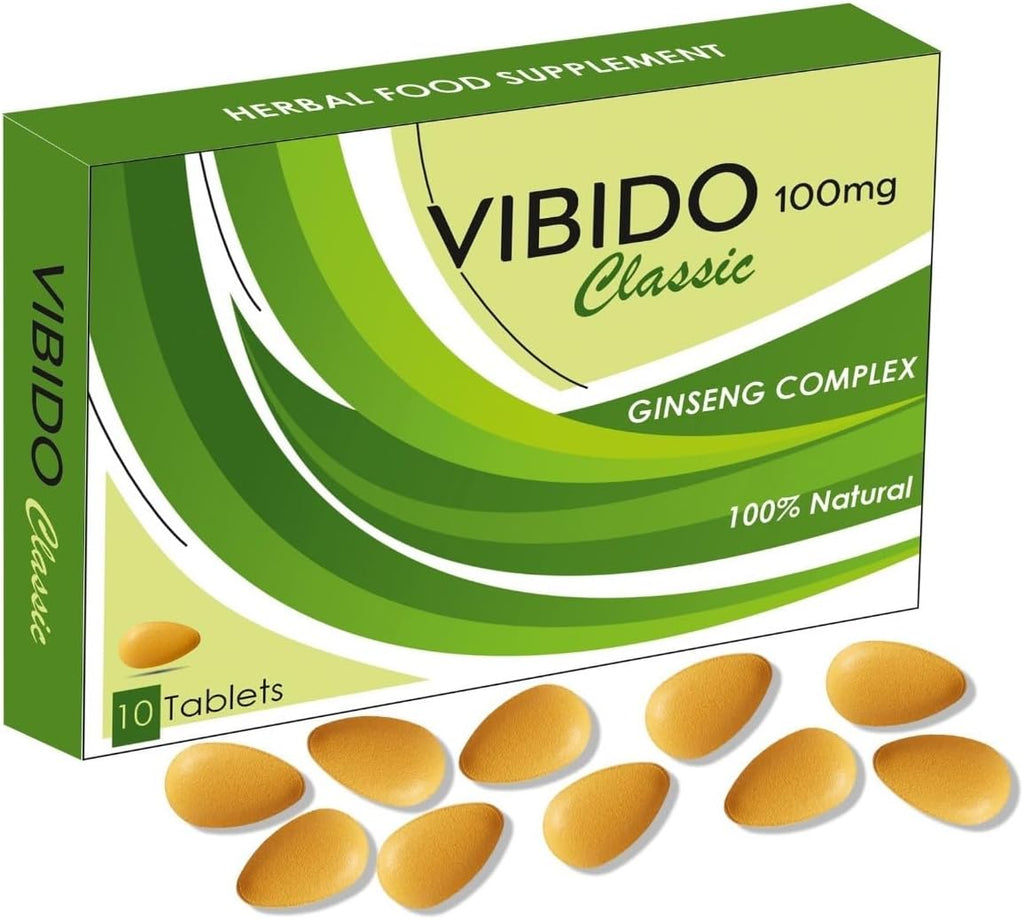 VIBIDO 100mg | Stronger | Longer | Harder | Extra Strength Enhancing Pills, Stamina Endurance Booster Supplement Pills for Men | 10 Ginseng Tablets