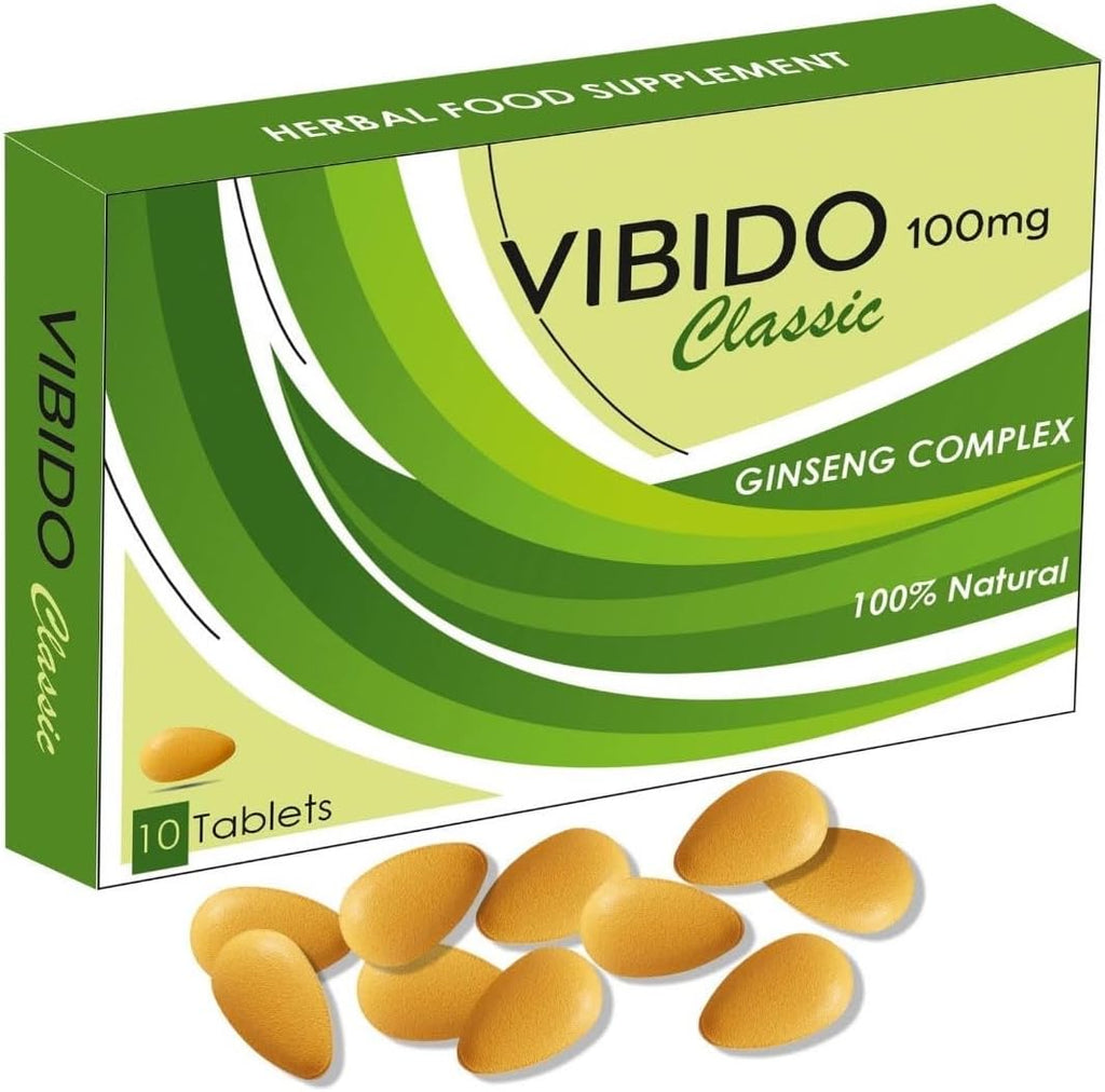 VIBIDO 100mg | Stronger | Longer | Harder | Extra Strength Enhancing Pills, Stamina Endurance Booster Supplement Pills for Men | 10 Ginseng Tablets