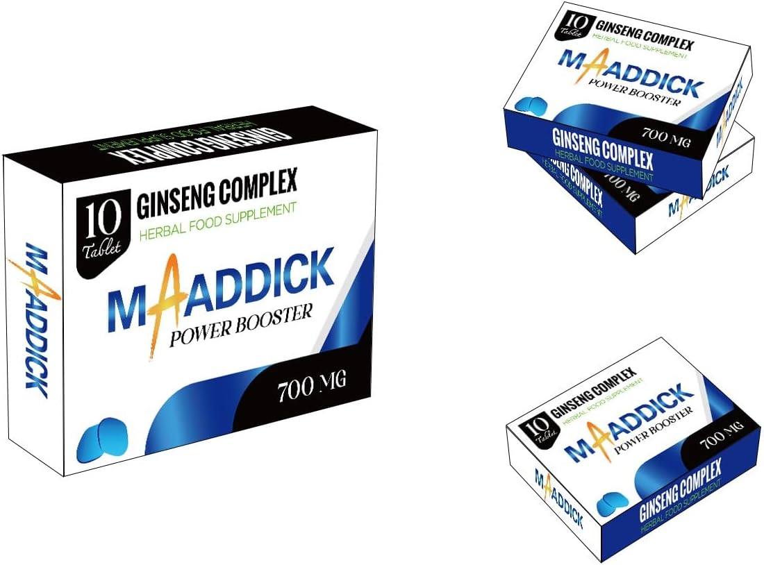 MAADDICK-10 Blue Tablets. Extra Strong. Herbal Ingredients. Natural Energy. with SHILAJIT and ASHWAGANDHA. No Unwanted Ingredients. (Ginseng Tablets)