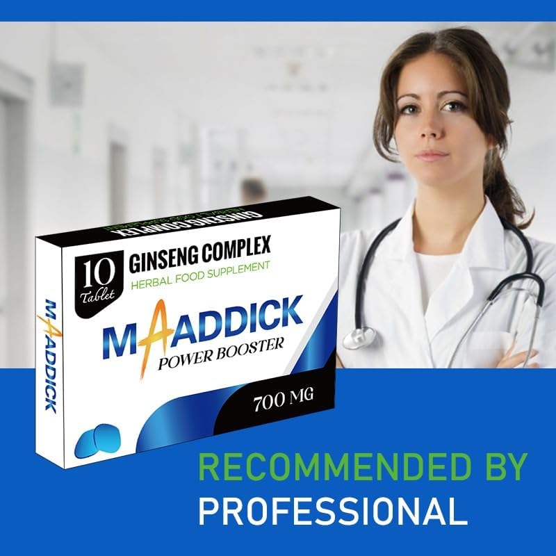 MAADDICK-10 Blue Tablets. Extra Strong. Herbal Ingredients. Natural Energy. with SHILAJIT and ASHWAGANDHA. No Unwanted Ingredients. (Ginseng Tablets)