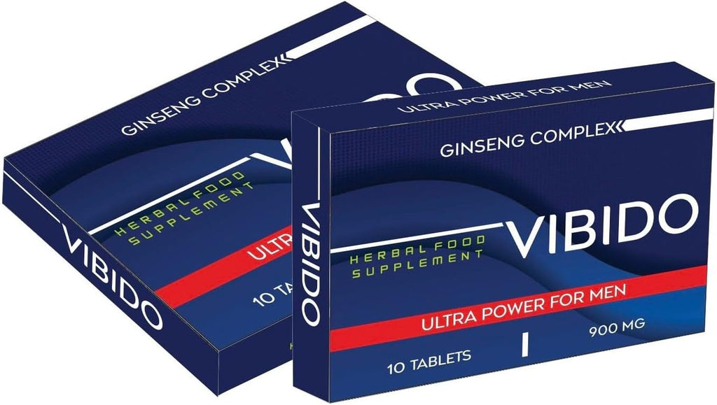 VIBIDO 900mg | Stronger | Longer | Harder | Performance | Extra Strength Enhancing Pills, Stamina Endurance Booster Supplement Pills for Men | 10 Ginseng Tablets